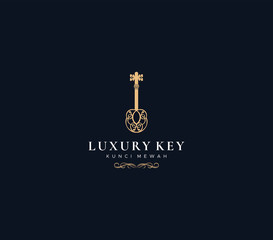 luxury key logo dark background , symbol icon vector 