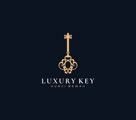 luxury key logo dark background , symbol icon vector 