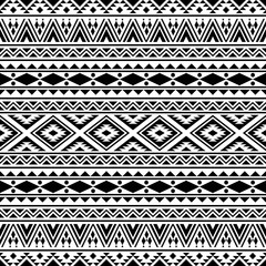 Aztec ethnic seamless pattern design in black and white color. Ethnic Illustration vector.