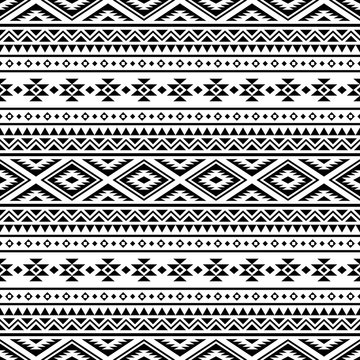 Seamless ethnic pattern. Traditional tribal pattern in black and white color