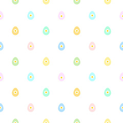 Cute easter background. Seamless pattern of colorful eggs decorated with flowers. Illustration in flat style. Vector 8   EPS.