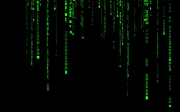  Cyberspace with green digital falling lines, abstract background, binary chain. Crypto space.Digital binary data, streaming code background. Matrix background. Programming / Coding / Hacker concept. 