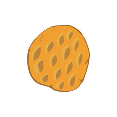 Vector illustration with a toppings pie drawn in a flat style. Icon for a bakery or cafe, homemade cakes and farm products.