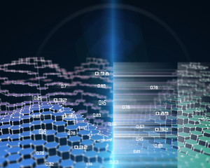 3D illustration abstract hexagon wave grid. Futuristic hexagon wire . Business and finance analytics representation. Computer communication technology. Big data.