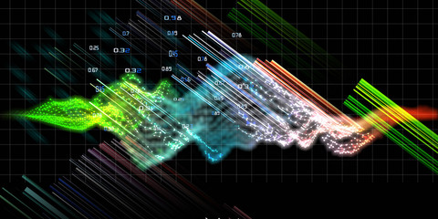 Abstract modern polygonal concept of decision making analysis. Data Quality. Big data. Business and science visualization of artificial intelligence. Blockchain.