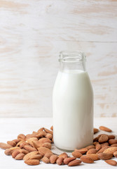 bottle with almond milk