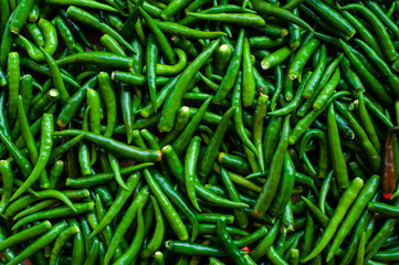 Close-up fresh chillies , Planted in Asia, Thailand.