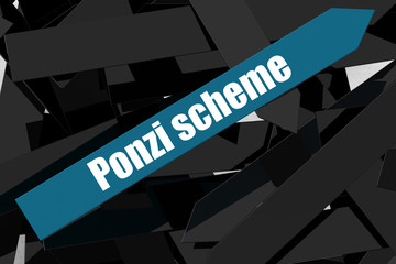 Ponzi scheme word on the blue arrow