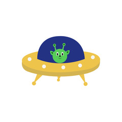 Flying saucer. Drawing for children. Vector illustration.