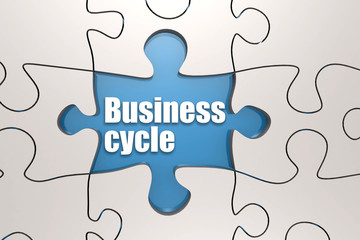 Fototapeta premium Business cycle word on jigsaw puzzle