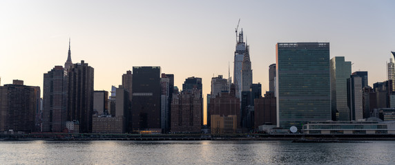 Fototapeta na wymiar New York, NY/USA - February 22, 2020: New York City Skyline at Sunset