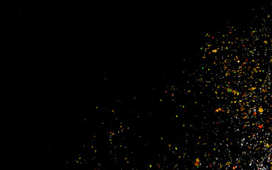 Golden confetti. Abstract background with golden shiny sparkling sparkles.