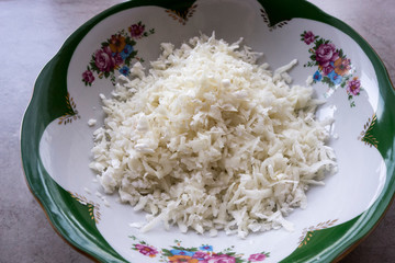 Shabby turnips for salad in a dish  