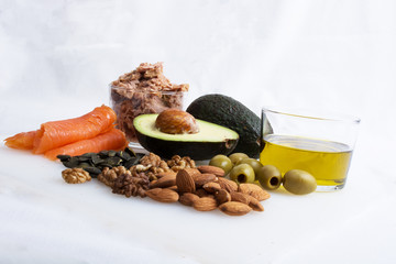 Healthy Fats with White Background