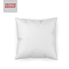 Blank white square pillow vector mockup.