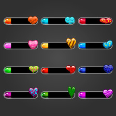 Big set of bar downloader with hearts