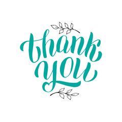 Naklejka premium Thank you lettering text illustration. Typography for greeting card, invitation, social media banner. Isolated vector eps 10.