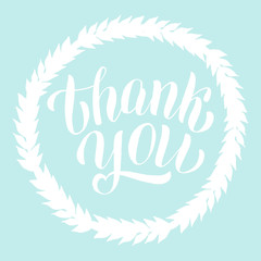 Thank you nice card text. Illustration lettering for greeting postcard, invitation, social media banner. Isolated vector eps 10.