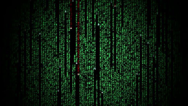  Cyberspace with green digital falling lines, abstract background, binary chain. Crypto space.Digital binary data, streaming code background. Matrix background. Programming / Coding / Hacker concept. 