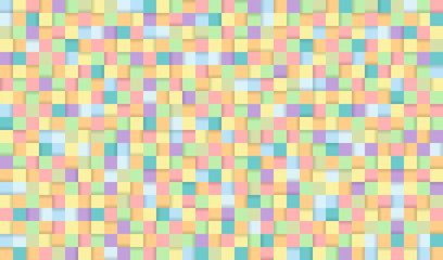 Abstract pixel background illustration. Seamless colorful squares background with shadows.
