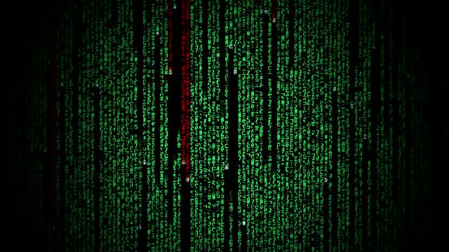  Cyberspace with green digital falling lines, abstract background, binary chain. Crypto space.Digital binary data, streaming code background. Matrix background. Programming / Coding / Hacker concept. 