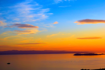 Sunset , sunset on the islands of the Aegean, Greece, SporadesGreece , Mediterranean Sea ,  Aegean sea  ,  Skiathos island  ,Skopelos island vacation in Greece .