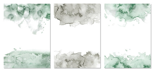 Watercolor green and agate grey abstract background. Vector texture - obrazy, fototapety, plakaty