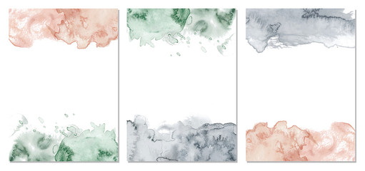 Watercolor green, pink and agate grey abstract background. Vector texture - obrazy, fototapety, plakaty