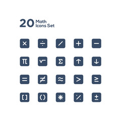 Math icons set collection line solid outline minimal design, education sign symbols, school icons