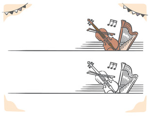 弦楽器のラベル、バナー素材