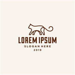 cat logo vector vintage hipster retro icon line outline monoline illustration abstract