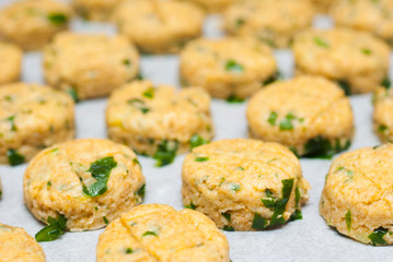 Scone dough with ramson leaves