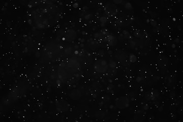 snow black background abstract texture, snowflakes falling in the sky overlay