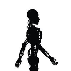 Robot body silhouette vector, AI