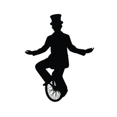 Magician on unicycle silhouette vector © Flatman vector 24