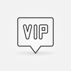 VIP in speech bubble vector outline icon or design element