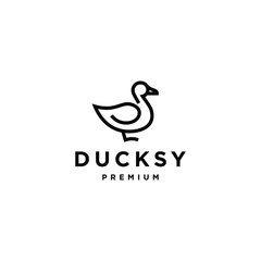 Fototapeta na wymiar duck goose logo icon vector illustration hipster stock for cafe and restaurant monoline outline line