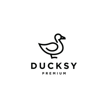 duck goose logo icon vector illustration hipster stock for cafe and restaurant monoline outline line