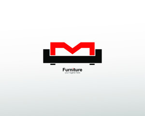 furniture logo letter M. with line art. modern template. isolated white. for companies and graphic design. seat logo icon.