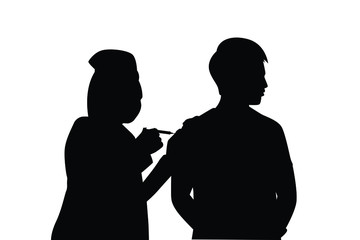 Nurse and patient silhouette vector