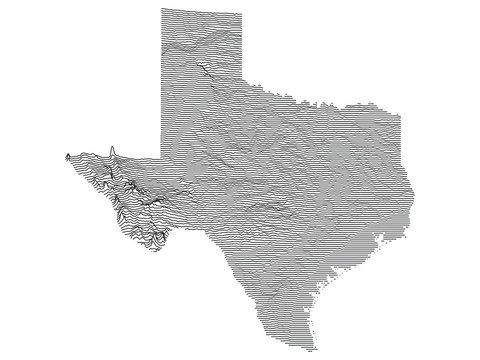 Topographic Relief Peaks And Valleys Map Of US Federal State Of  Texas