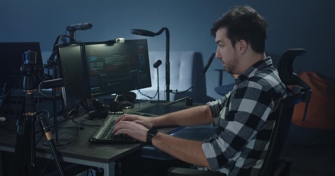 Programmer working in common office