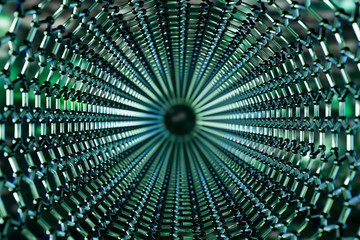 Graphene molecular nano technology structure on a green background - 3d rendering