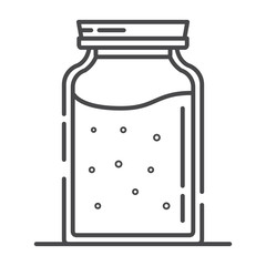 Jar of jam line art icon. Outline flat vector.