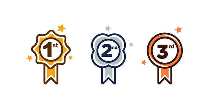 1st 2nd 3rd medal first place second third award winner badge guarantee winning prize ribbon symbol sign icon logo template Vector clip art illustration