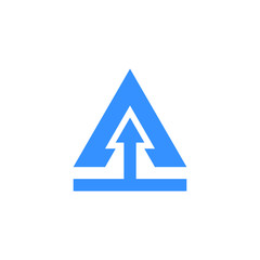 Letter A arrow logo blue color