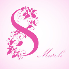 8 March, International Women's Day, greeting card. Vector illustration. 