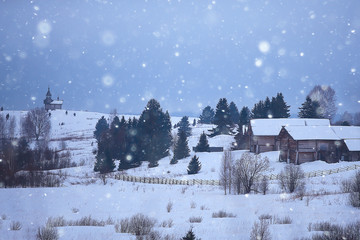 wooden canada church / landscape in winter snow canada, Christian historical church