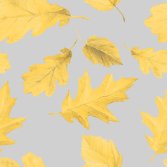 Watercolor seamless pattern of autumn leaves.
