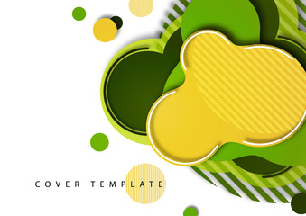 Creative abstract bright background. Smooth flowing liquid, circles and stripes on a white background. Template for prints, posters, flyers.